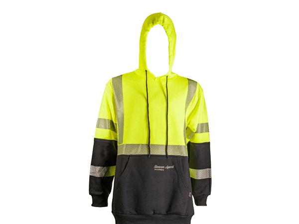 hi-viz hoodie rotating 4 views shot in studio