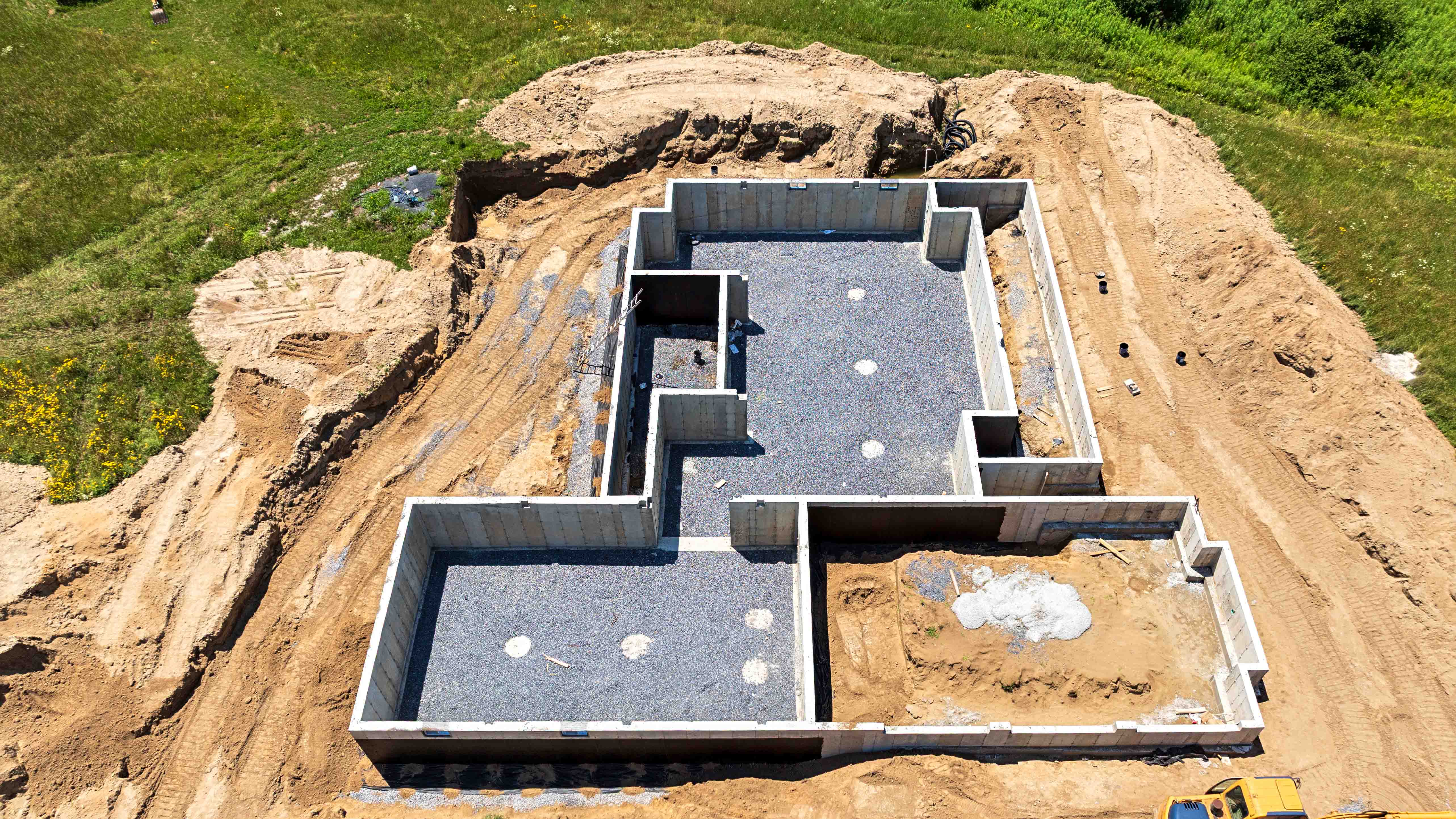 Home construction early progress - aerial view Construction Progress aerial view - on location Wilton NY - rcm Imaging