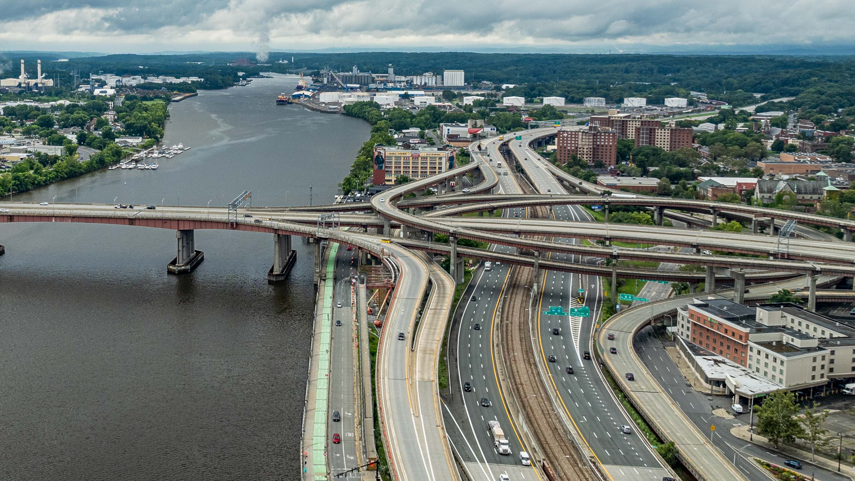 Hudson River - Albany Hudson River - Albany aerial view - on location Albany Ny - rcm Imaging