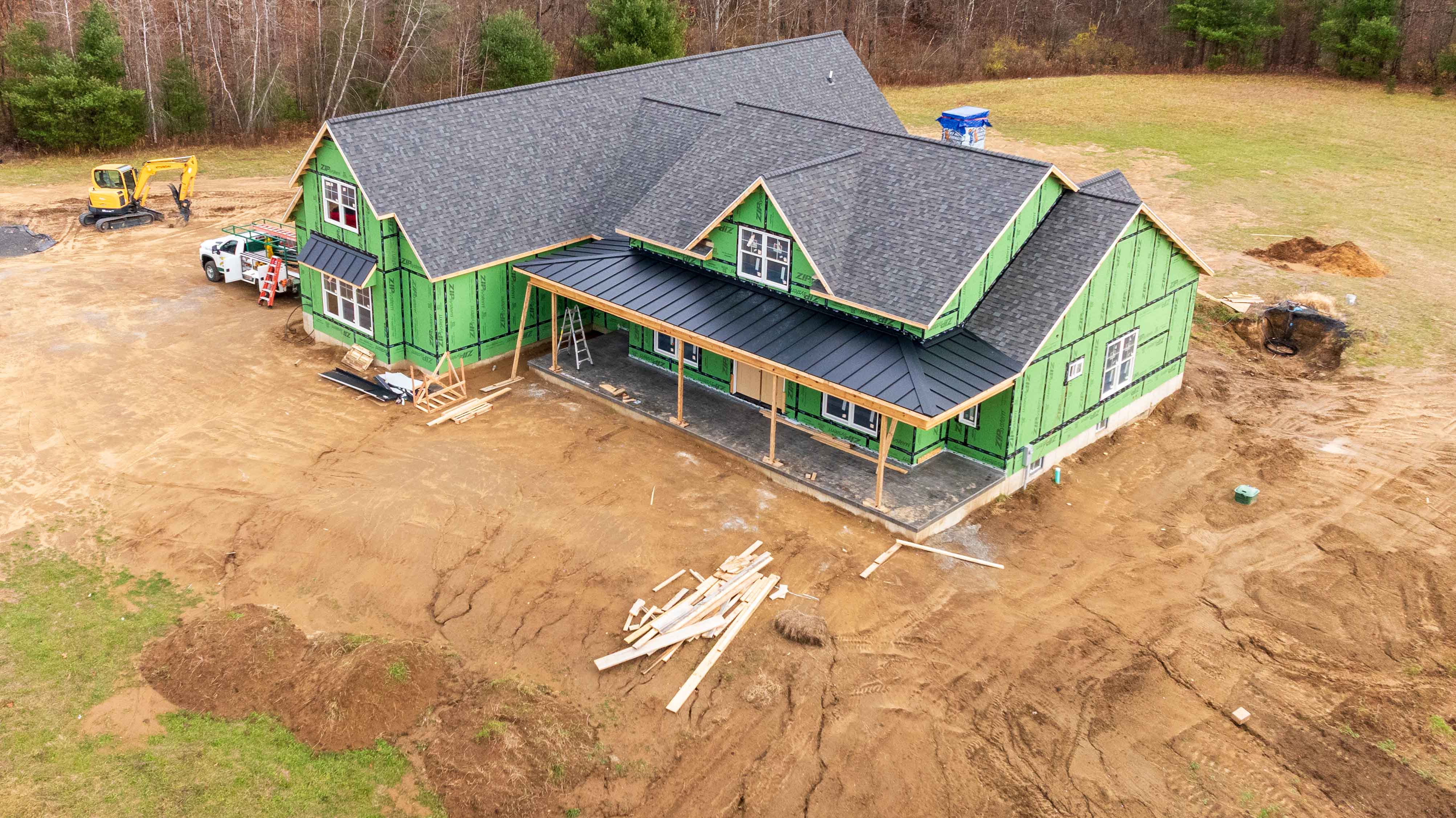 New House Construction Progress Aeial View New House Construction progress aerial view - on location Wilton NY - rcm Imaging